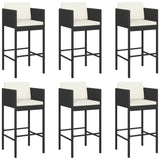 7 Piece Garden Bar Set with Cushions Black Poly Rattan 3203952