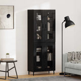 Highboard 2 pcs Black Oak Engineered Wood and Glass 3403182
