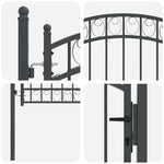 Fence Gate with Lock Grey 100 x 100 cm Powder-coated steel 42008972