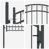 Fence Gate with Lock Grey 100 x 100 cm Powder-coated steel 42008972