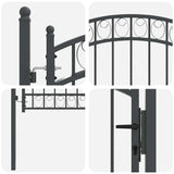 Fence Gate EMMEN 100 x 100 cm Powder-coated steel Grey Lockable 42008972