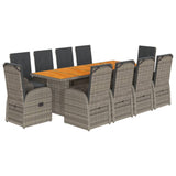 11 Piece Garden Dining Set with Cushions Grey Poly Rattan 3277617