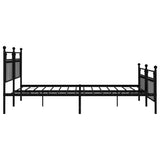 Bed Frame Black Steel Double Bed Frame Rectangular Industrial 353561