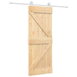 Sliding Door Natural and White 80 x 210 cm Solid Pine Wood 3445023