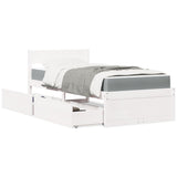 Bed with Drawers and Mattress White 90x190 cm Single Solid Wood Pine 3281920