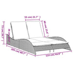 Sun Lounger with Cushions Brown 114x205x73 cm Poly Rattan 368294