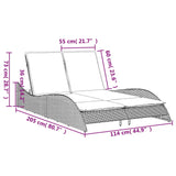 Sun Lounger with Cushions Brown 114x205x73 cm Poly Rattan 368294