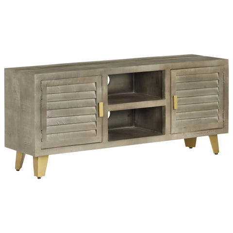 TV Cabinet Solid Mango Wood Grey with Brass 110x30x48 cm 246681