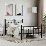 Bed Frame Black Powder-Coated Steel Small Double Metal Bed Frame 353552