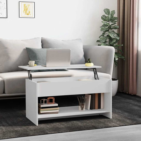 809647 Coffee Table White 102x50x52,5 cm Engineered Wood