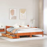 Bed Frame with Drawers Wax Brown 200x200 cm Solid Wood Pine 3301895