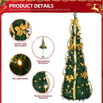 ZNTS 6 FT Fully Decorated Pre-lit Christmas Tree, Pop Up Artificial Xmas Tree with 80 Warm Lights Battery 74711152