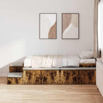 Storage Bed Frame with Drawer Smoked Oak 234 x 118 x 53.5 cm 3335585