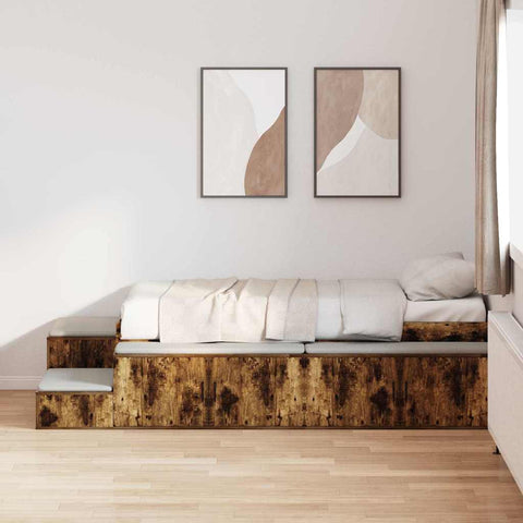 Storage Bed Frame with Drawer Smoked Oak 234 x 118 x 53.5 cm 3335585