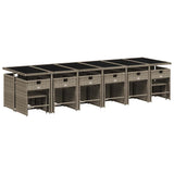 Garden Dining Set Grey PE rattan Large Collapsible 3211184