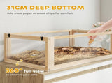 Wooden Hamster Cage with Detachable 31cm Deep Bottom, Hut, Seesaw, Exercise Wheel, Ramp, 80 x 50 x T3398P425408