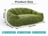 2 Seater Plush Bean Bag Sofa, Green Shiny Silver Speck Oversized Lazy Couch, High Density Sponge T5592P539593