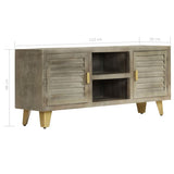 TV Cabinet Solid Mango Wood Grey with Brass 110x30x48 cm 246681