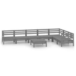 ZNTS 8 Piece Garden Lounge Set Solid Wood Pine Grey 3083021