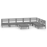 8 Piece Garden Lounge Set Solid Wood Pine Grey 3083021