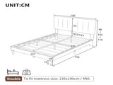 4ft6 Double Upholstered Velvet Frame, with Adjustable Channel Tufted Headboard, Velvet Platform N652P179780P