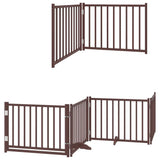 Dog Gate with Door Foldable 8 Panels Brown 640 cm Poplar Wood 3155746