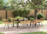 Garden Dining Set 7 pcs Brown Powder-Coated Steel 3379181