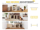 4 Panel Freestanding Pet Gate, Indoor Dog Barrier with Lockable Door, Support Feet, 360&deg Flexible T3398P425272