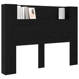 Storage Headboard with LED Black Oak Engineered Wood 3418667