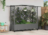 Raised Bed with Trellis and Roof Light Grey 163 x 40 x 144 cm 3423111
