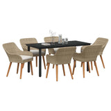 Garden Dining Set with Cushion 7 pcs Beige Poly Rattan 3261702