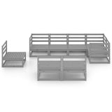 8 Piece Garden Lounge Set Grey Solid Pinewood 3075626