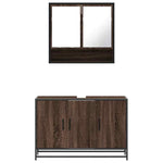 ZNTS 2 Piece Bathroom Furniture Set Brown Oak Engineered Wood 3300924