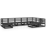 9 Piece Garden Lounge Set Black Solid Pinewood 3075758