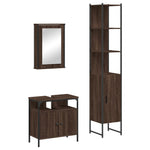 ZNTS 3 Piece Bathroom Furniture Set Brown Oak Engineered Wood 3214799