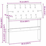 Upholstered Headboard Light Grey 75 cm Solid Pine Wood 879204