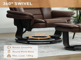 Faux Leather 135&deg Reclining Chair and Footstool - Brown T3398P377952
