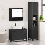 ZNTS 3 Piece Bathroom Furniture Set Black Engineered Wood 3301110