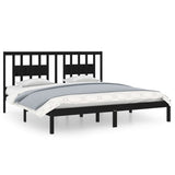 3104087 Bed Frame without Mattress Black Solid Wood 200x200 cm