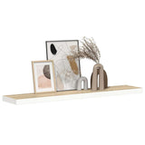 Floating Wall Shelf Oak and White 120x23.5x3.8 cm MDF 326585