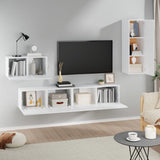 4 Piece TV Cabinet Set White Engineered Wood 3114334