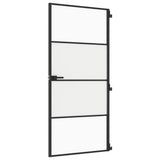 Interior Door Slim Black 93x201,5 cm Tempered Glass and Aluminium 155120