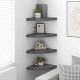 Floating Corner Shelves 4 pcs High Gloss Grey 35x35x3.8 cm MDF 323915
