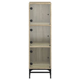 Highboard with Glass Doors Sonoma Oak 35x37x120 cm 836562