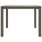 Garden Table 90x90x75 cm Tempered Glass and Poly Rattan Grey 316700