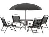 6 Piece Garden Dining Set with Umbrella, Patio Sets with Parasol with 4 Folding Dining Chairs & T3398P314216