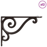 Wall Shelf Brackets 12 pcs Antique Brown 12 x 14 x 3 cm Steel 42038865