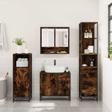 3 Piece Bathroom Furniture Set Smoked Oak Engineered Wood 3301167