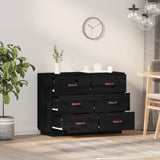 Sideboard Black 100x40x75 cm Solid Wood Pine 820146
