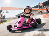 24V Electric Go Kart for Kids, Drift Ride-On Racing Go Kart with 2 Speeds, for Boys Girls Aged 8-12 T3398P348398